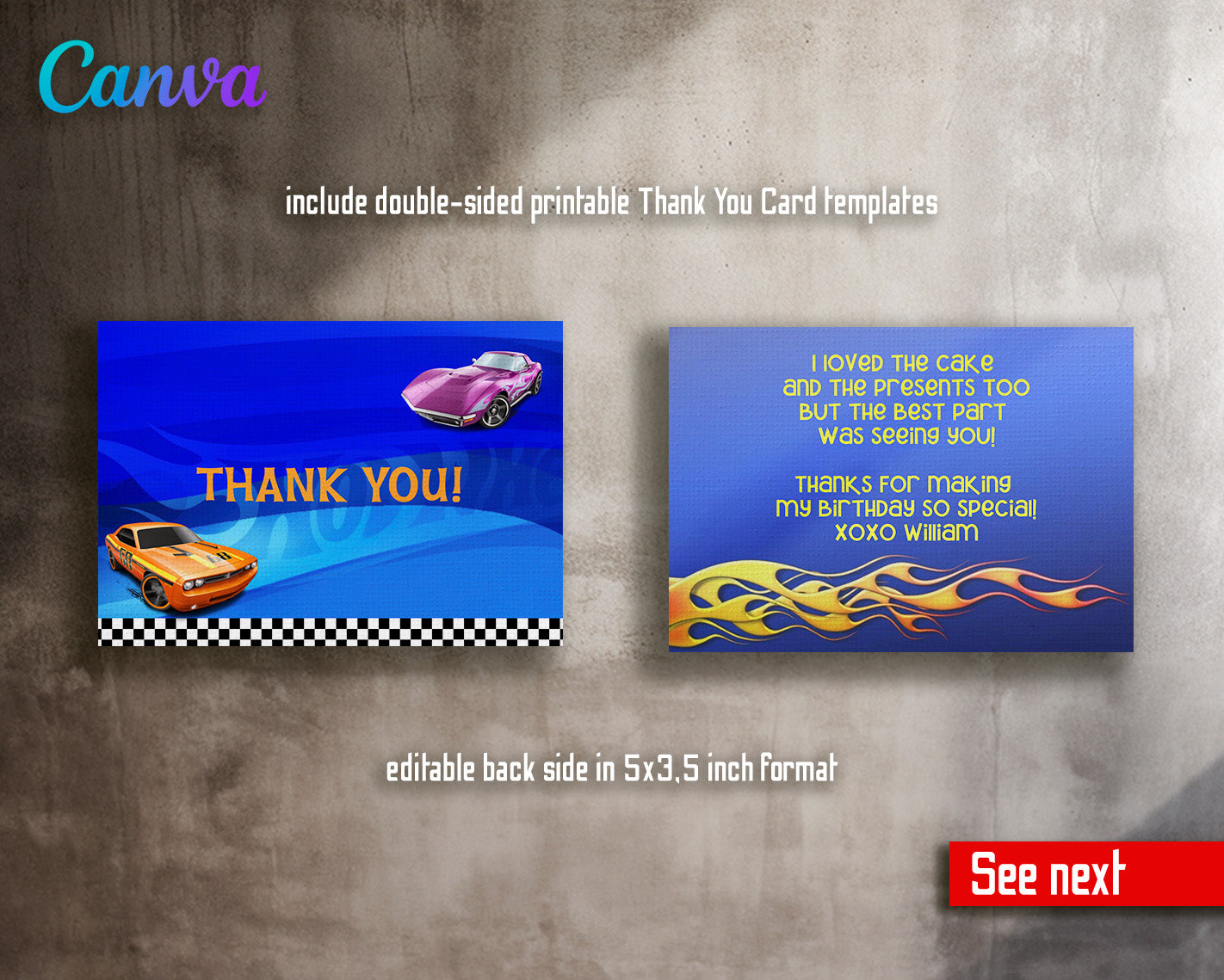 Hot Wheels customizable invite template boy | instant download | Share or Print | XQ718