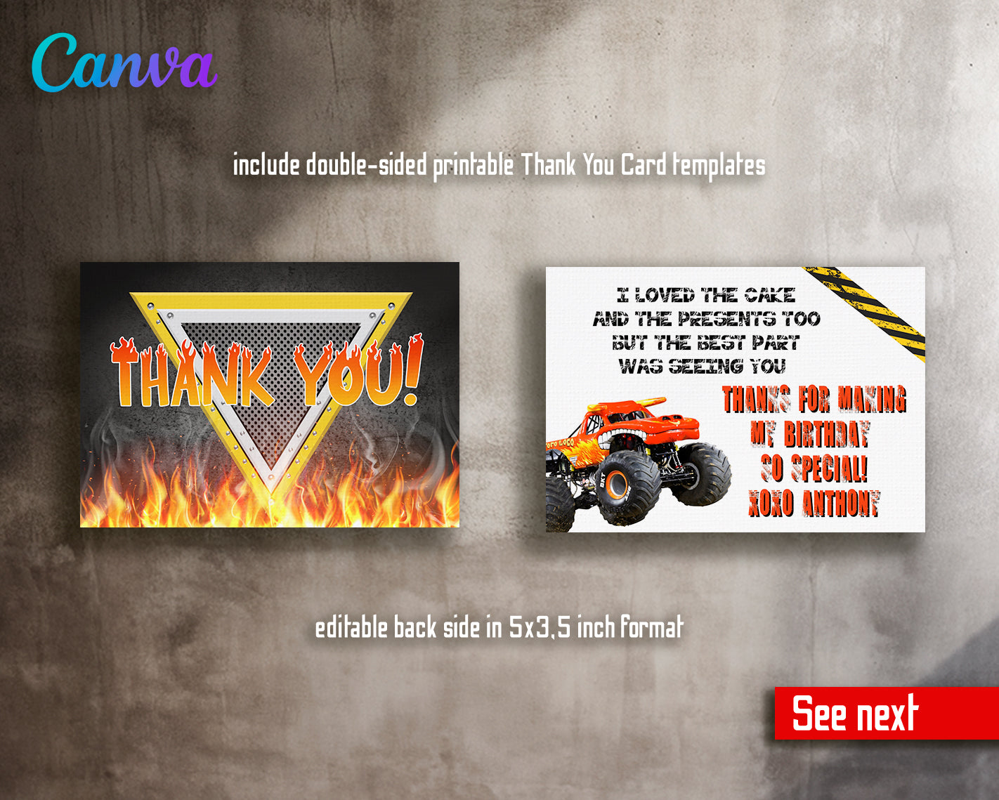 Monster Jam El Toro customizable invite template boy | instant download | Share or Print | PX820