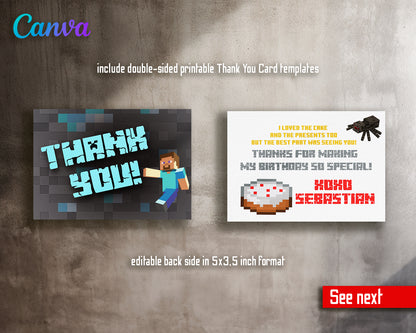 Minecraft customizable invite template | instant download | Share or Print | AW923