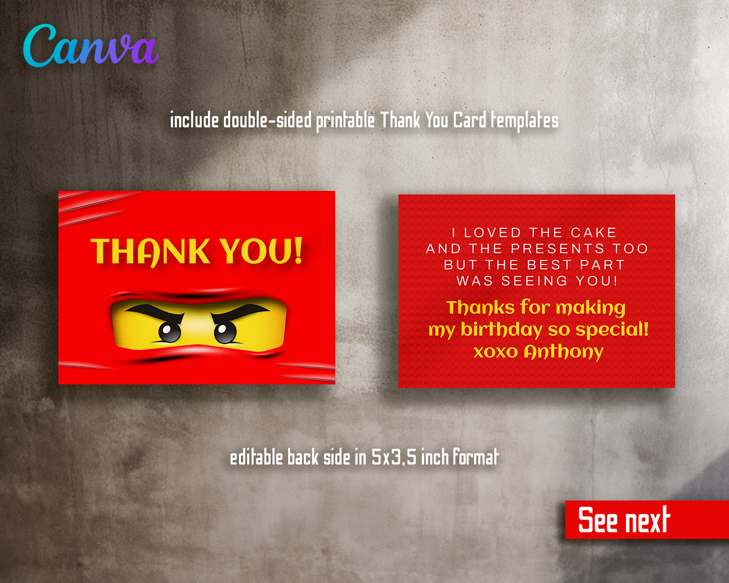 Ninjago customizable invite template boy | instant download | Share or Print | KV455