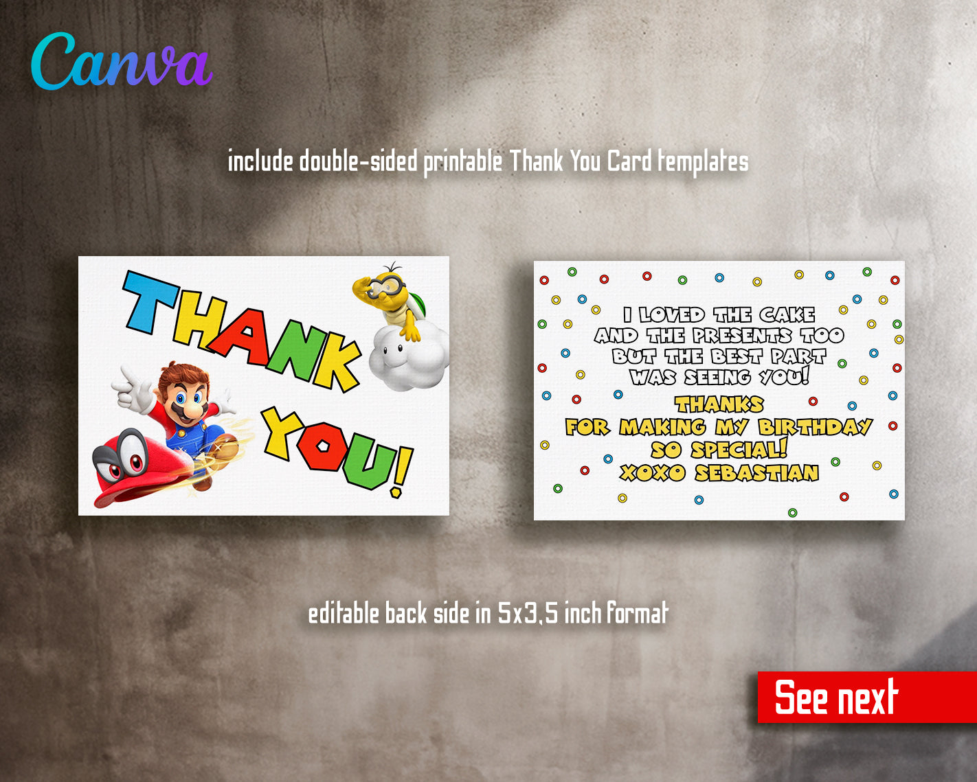 Super Mario Bros customizable invite template | instant download | Share or Print | UZ096