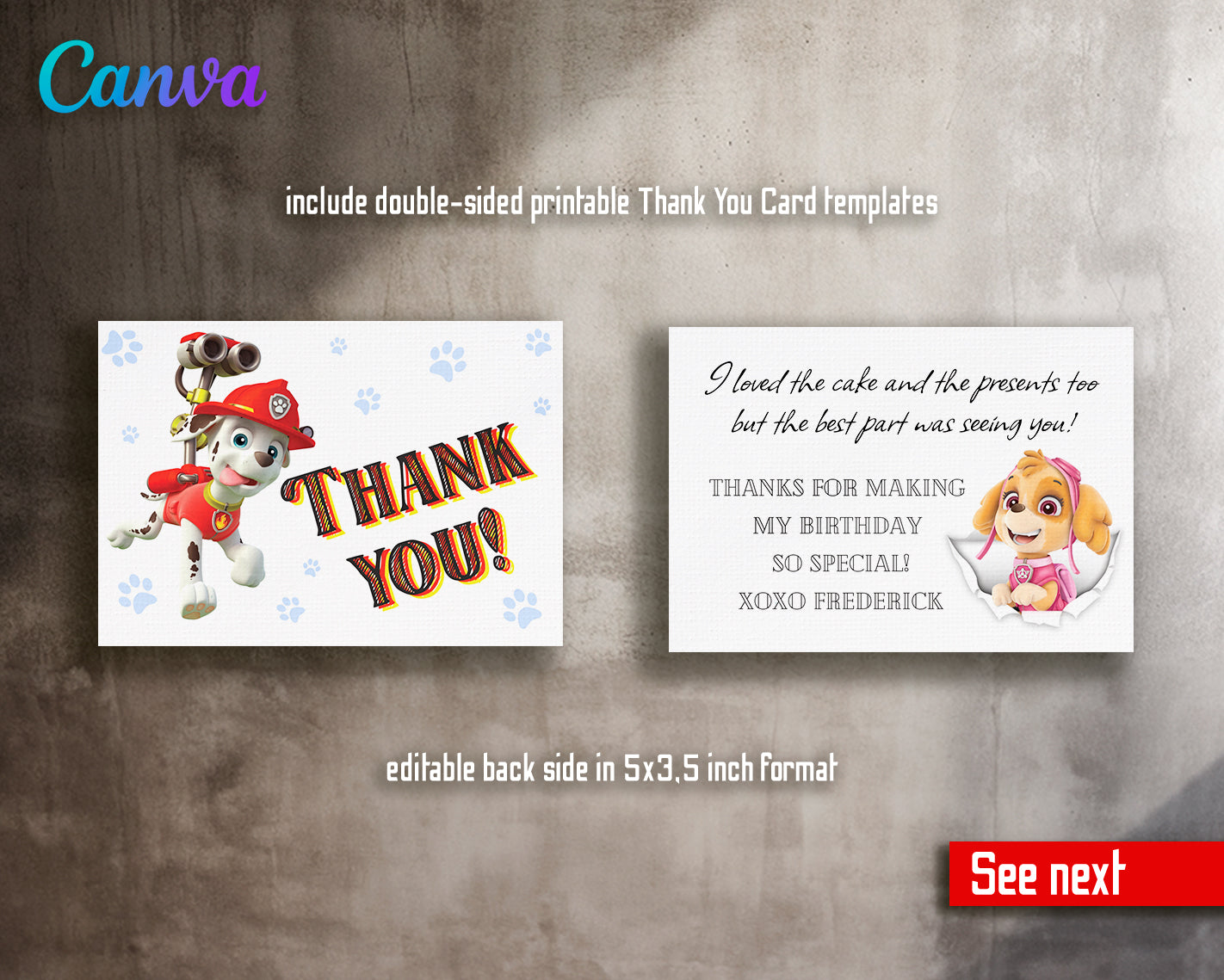 Paw Patrol customizable invite template | instant download | Share or Print | PT142