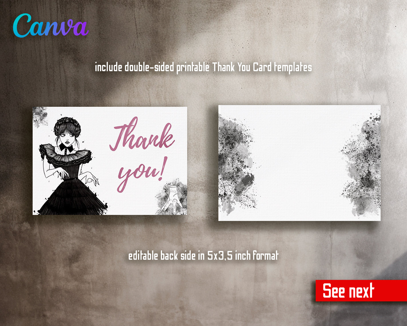 Wednesday customizable invite template girl | instant download | Share or Print | ZH774