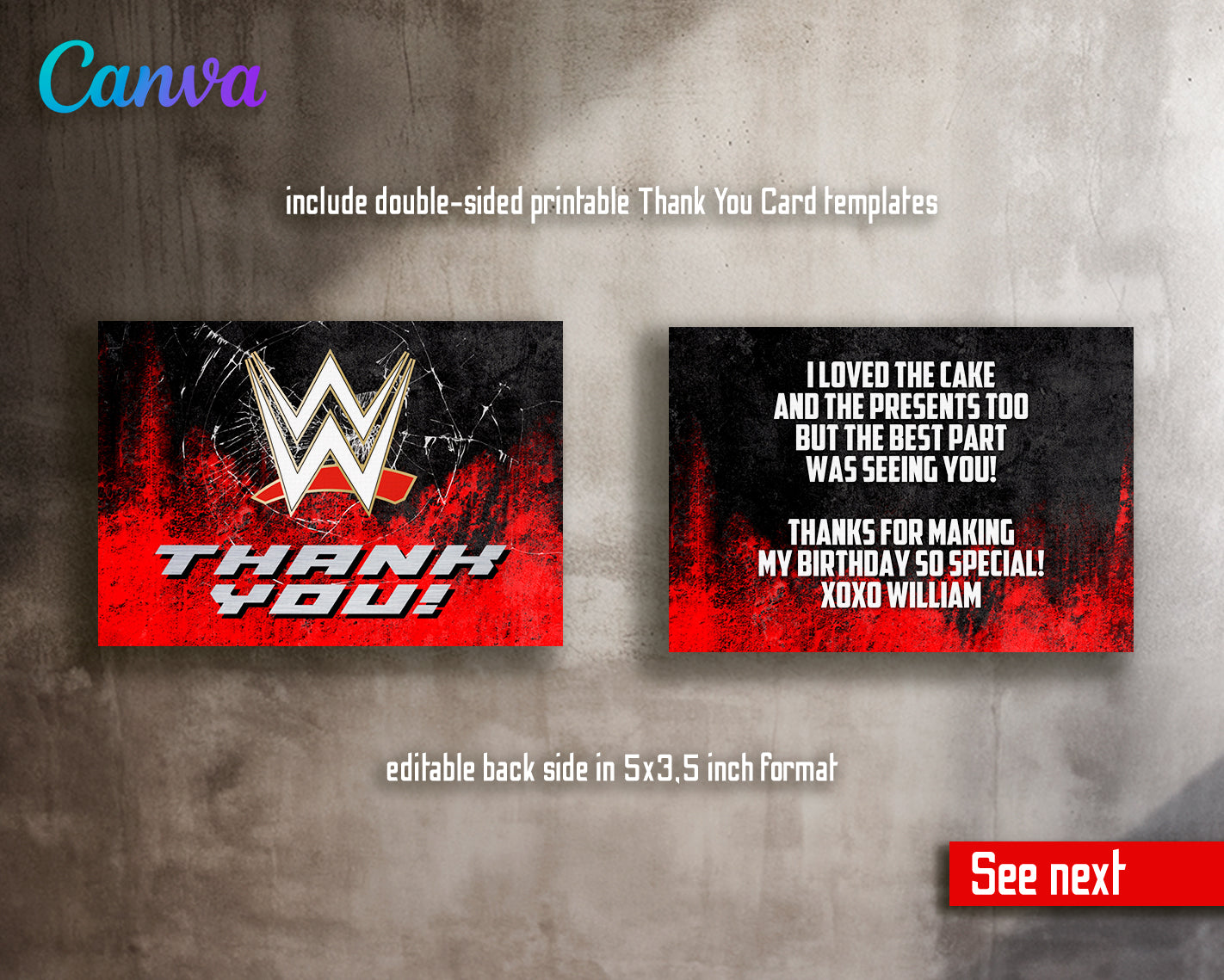 Wrestling customizable invite template | instant download | Share or Print | GC581