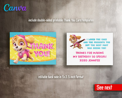 Paw Patrol customizable invite template girl | instant download | Share or Print | ER787