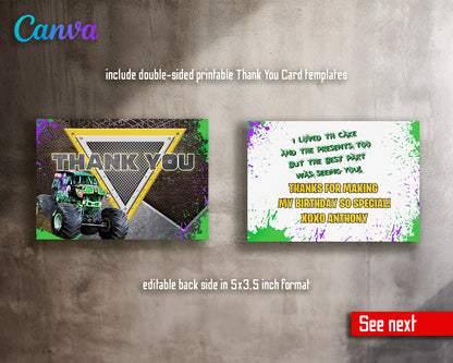 Monster Jam Grave Digger customizable invite template boy | instant download | Share or Print | MA485