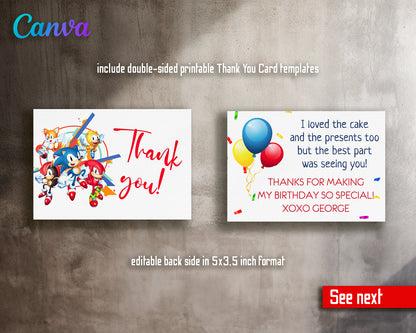 Sonic Hedgehog customizable invite template | instant download | Share or Print | NZ188