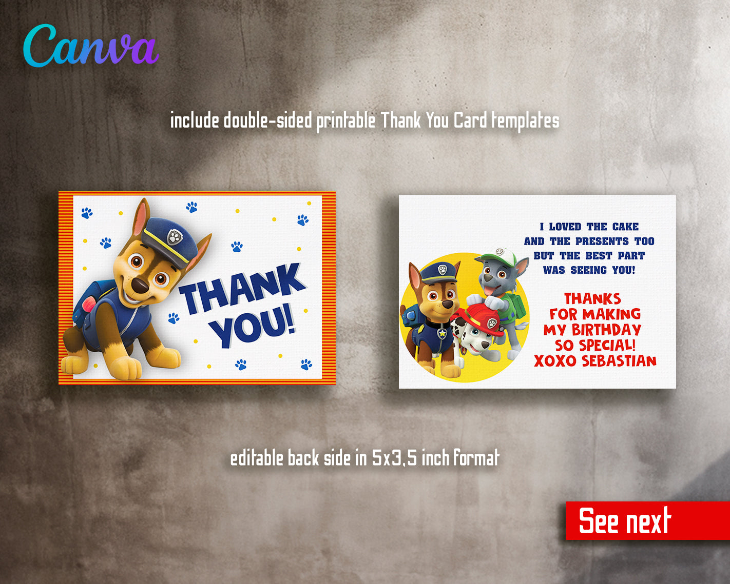 Paw Patrol customizable invite template | instant download | Share or Print | MZ947