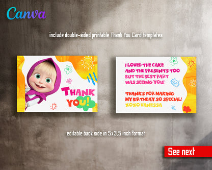 Masha and Bear customizable invite template girl | instant download | Share or Print | MW123