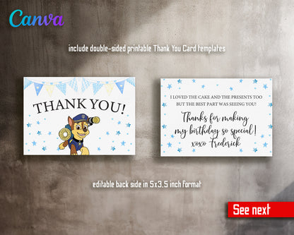 Paw Patrol customizable invite template | instant download | Share or Print | ZF356