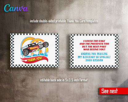 Hot Wheels customizable invite template boy | instant download | Share or Print | OB104