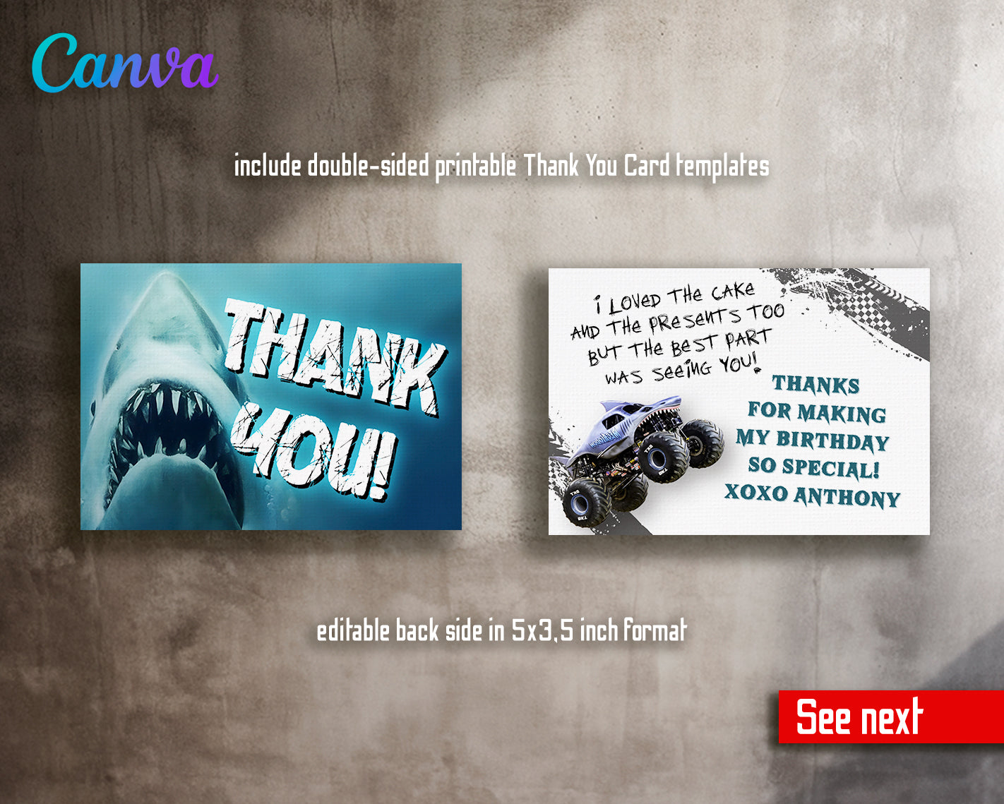 Monster Jam Megalodon customizable invite template boy | instant download | Share or Print | EW724