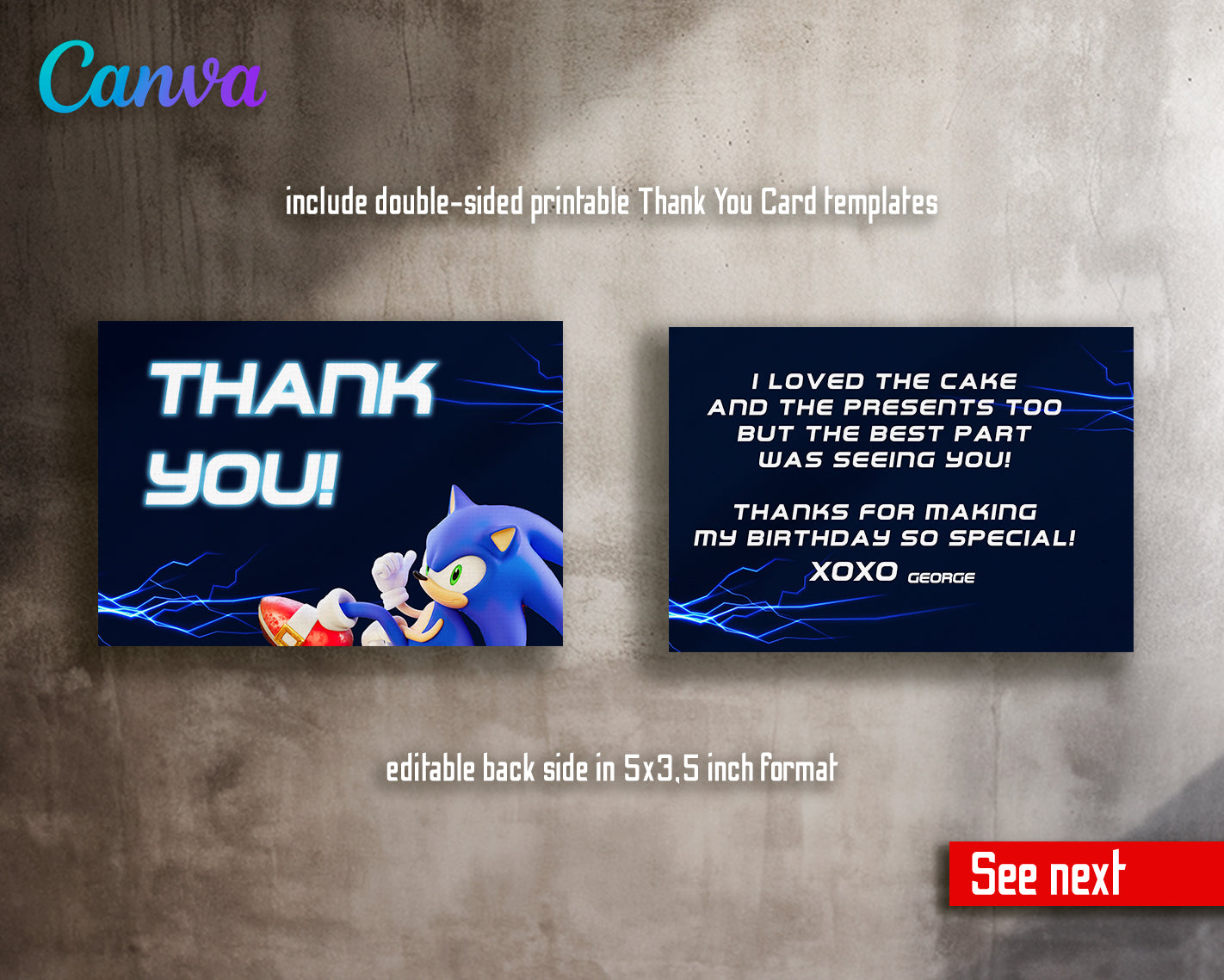 Sonic Hedgehog customizable invite template | instant download | Share or Print | YX879