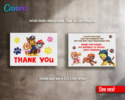 Paw Patrol customizable invite template | instant download | Share or Print | OH464