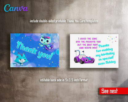 Gabby's Dollhouse customizable invite template girl | instant download | Share or Print | FC894