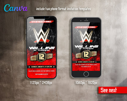 Wrestling customizable invite template | instant download | Share or Print | GC581