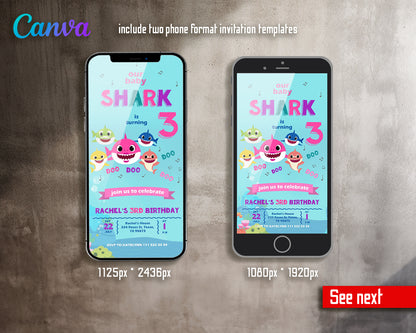 Baby Shark customizable invite template | instant download | Share or Print | SR895