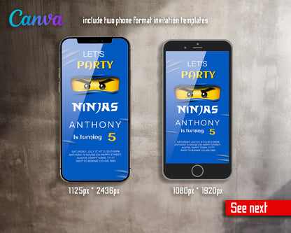 Ninjago customizable invite template boy | instant download | Share or Print | JS032