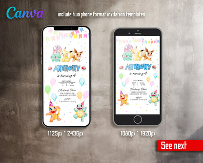 Pokemon customizable invite template | instant download | Share or Print | BR603