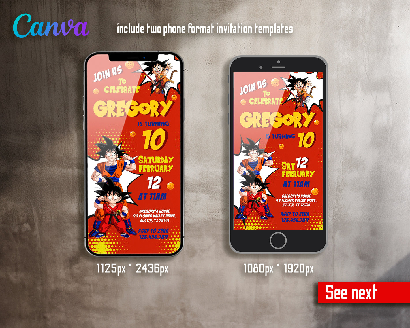 Dragon Ball Z customizable invite template | instant download | Share or Print | RO688