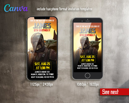 Mandalorian, Star Wars customizable invite template | instant download | Share or Print | UI488