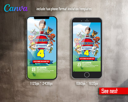 Paw Patrol customizable invite template | instant download | Share or Print | KI292