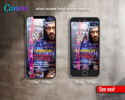 Wrestling customizable invite template | instant download | Share or Print | RY101