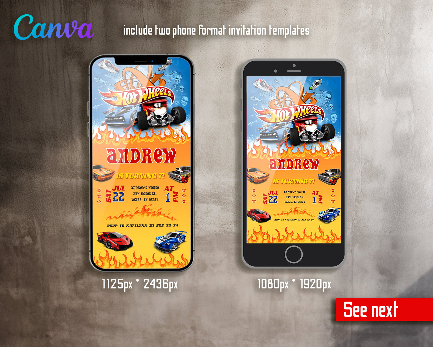 Hot Wheels customizable invite template boy | instant download | Share or Print | AF744