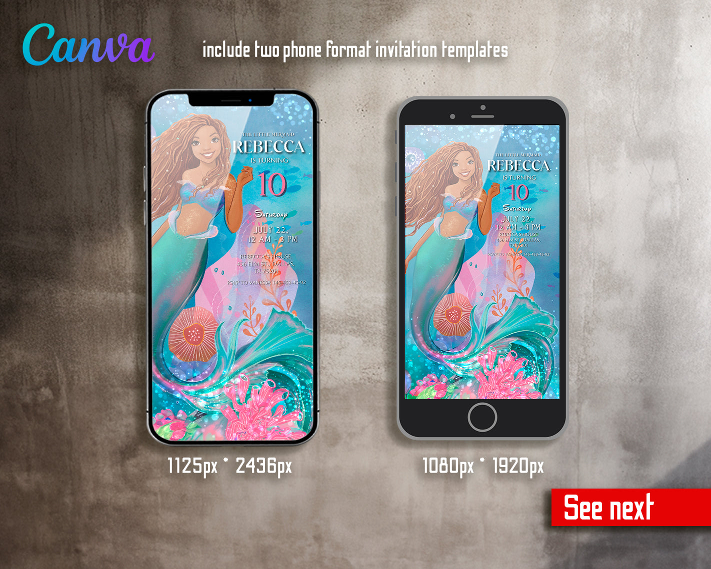 The Little Mermaid Ariel customizable invite template girl | instant download | Share or Print | SC967