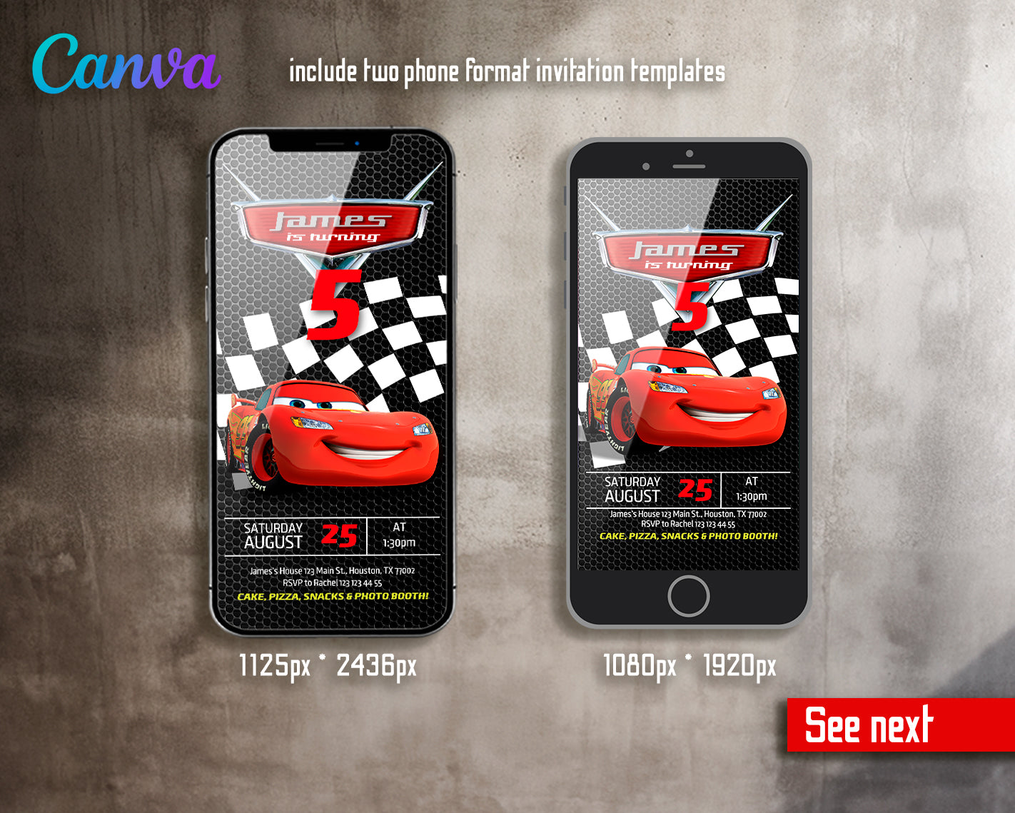 Cars Lighting McQueen customizable invite template | instant download | Share or Print | JL247