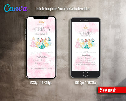 Princess Disney customizable invite template girl | instant download | Share or Print | HK204