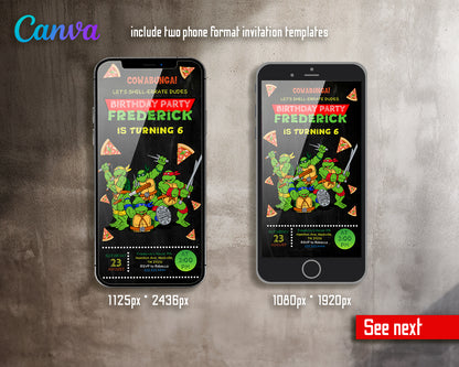 Teenage Mutant Ninja Turtles, TMNT customizable invite template boy | instant download | Share or Print | KJ373