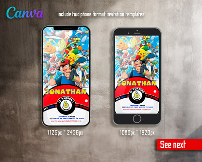 Pokemon customizable invite template | instant download | Share or Print | PT337