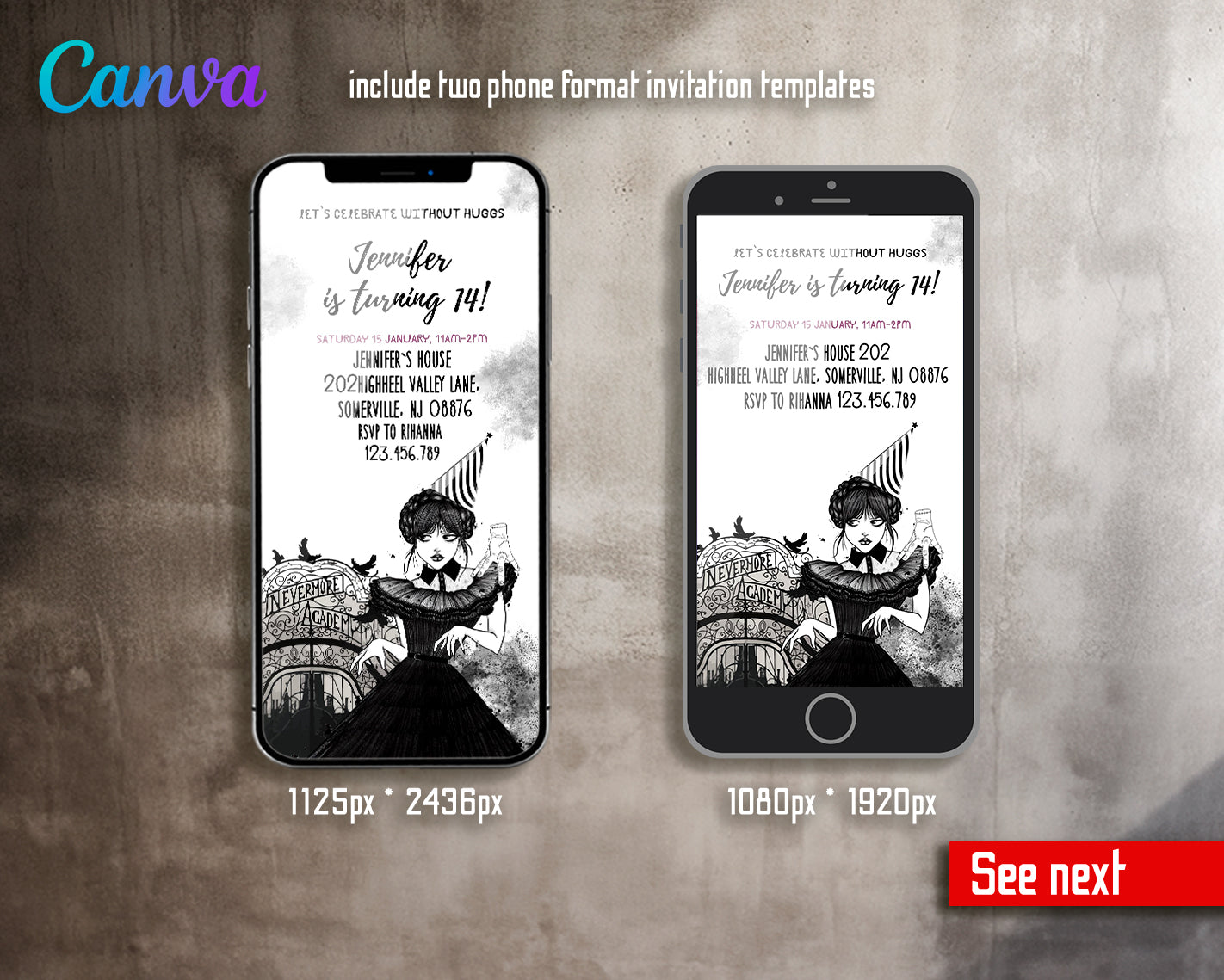 Wednesday customizable invite template girl | instant download | Share or Print | ZH774