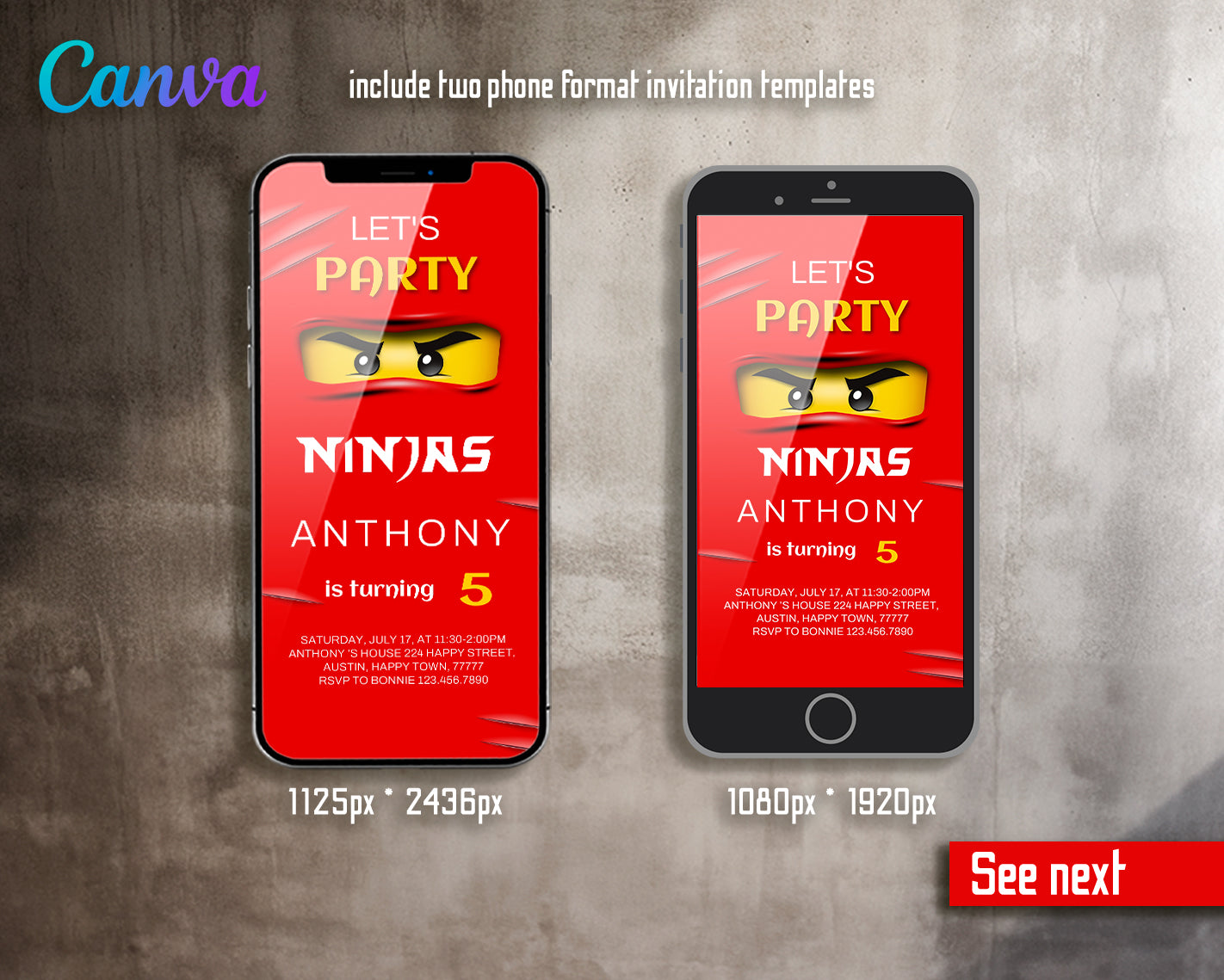 Ninjago customizable invite template boy | instant download | Share or Print | KV455