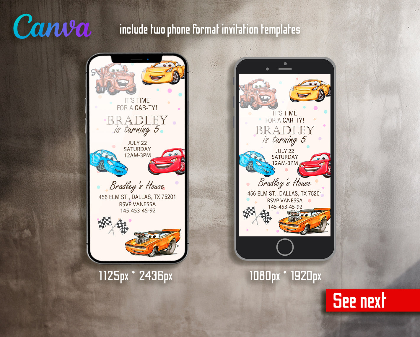 Cars Lighting McQueen customizable invite template | instant download | Share or Print | RA748