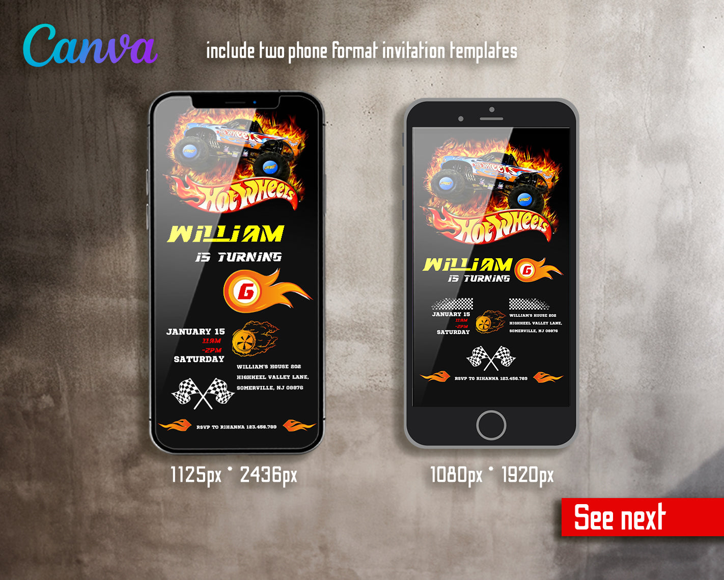 Hot Wheels customizable invite template boy | instant download | Share or Print | PK492