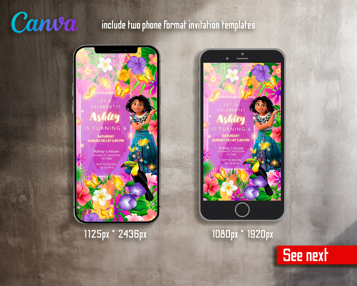 Encanto customizable invite template girl | instant download | Share or Print | GA869