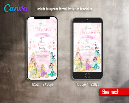 Princess Disney customizable invite template girl | instant download | Share or Print | IO587