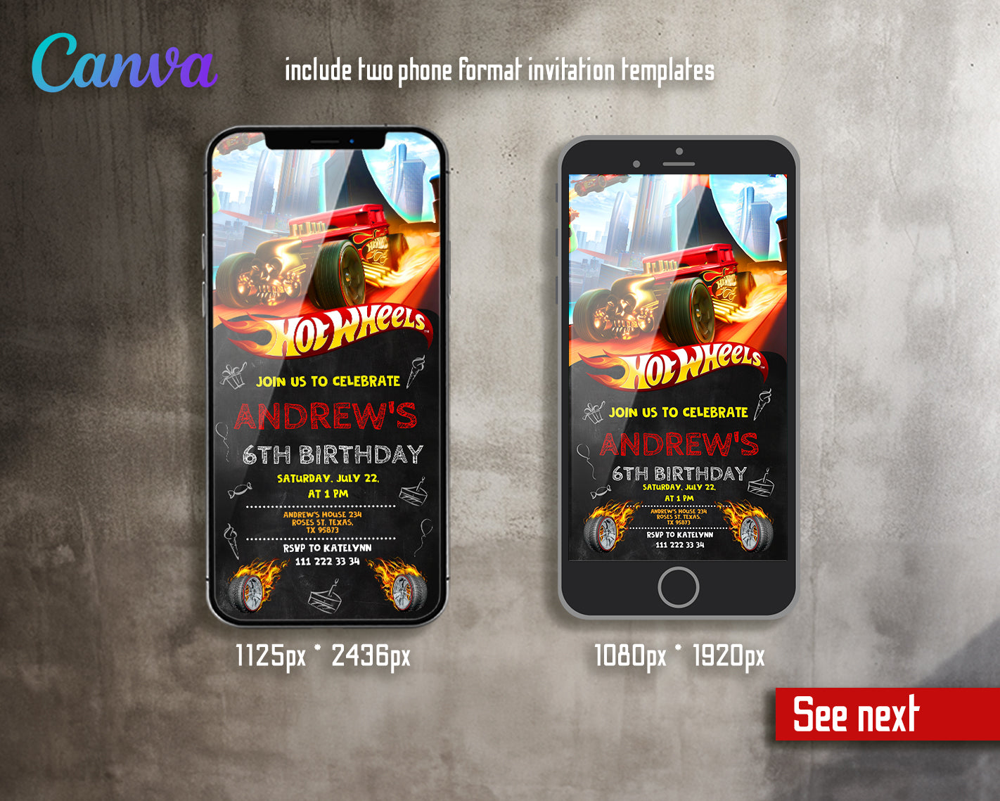 Hot Wheels customizable invite template boy | instant download | Share or Print | EF860