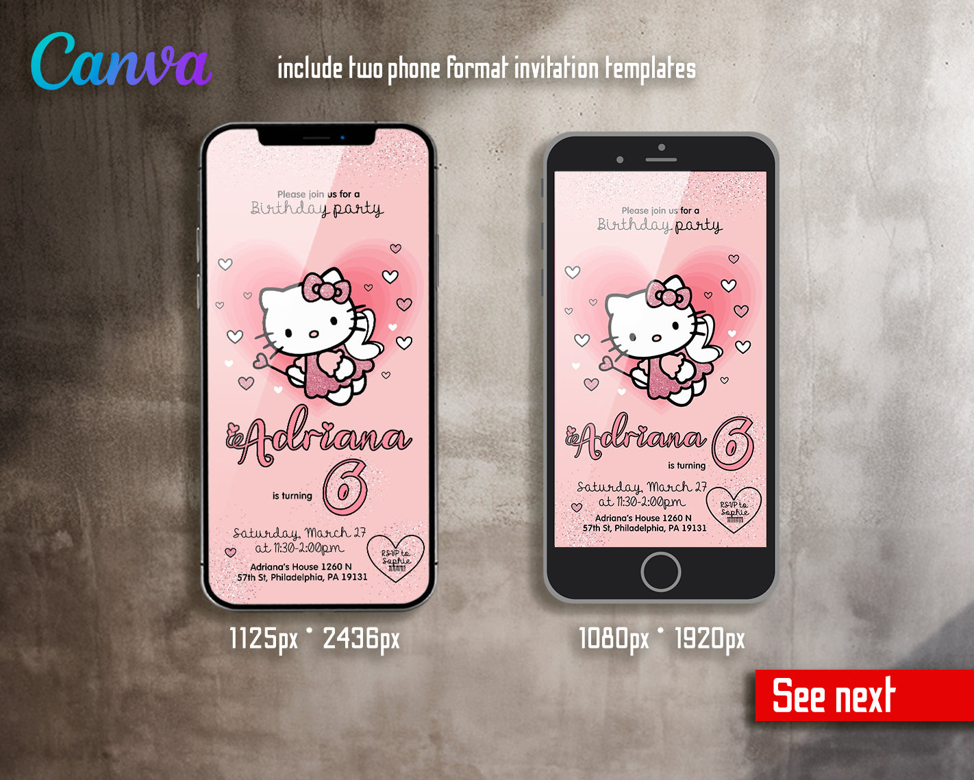 Hello Kitty customizable invite template girl | instant download | Share or Print | IQ525