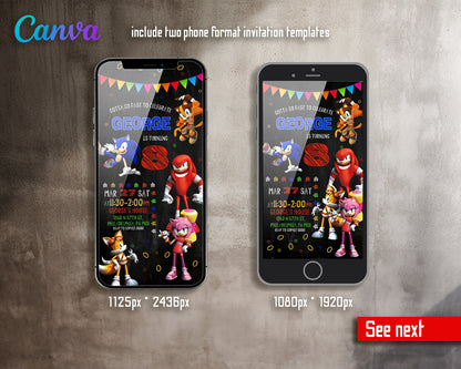 Sonic Hedgehog customizable invite template | instant download | Share or Print | BM911