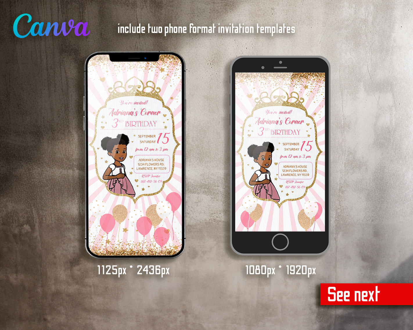 Gracie's Corner customizable invite template girl | instant download | Share or Print | CQ699