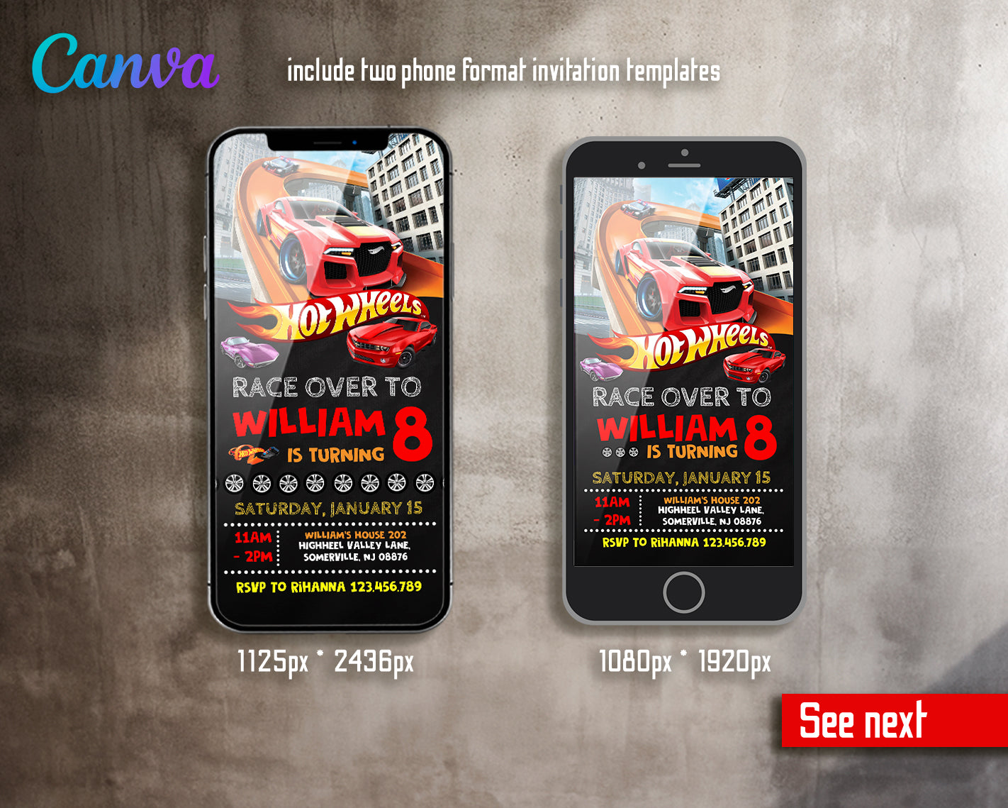 Hot Wheels customizable invite template boy | instant download | Share or Print | EW261