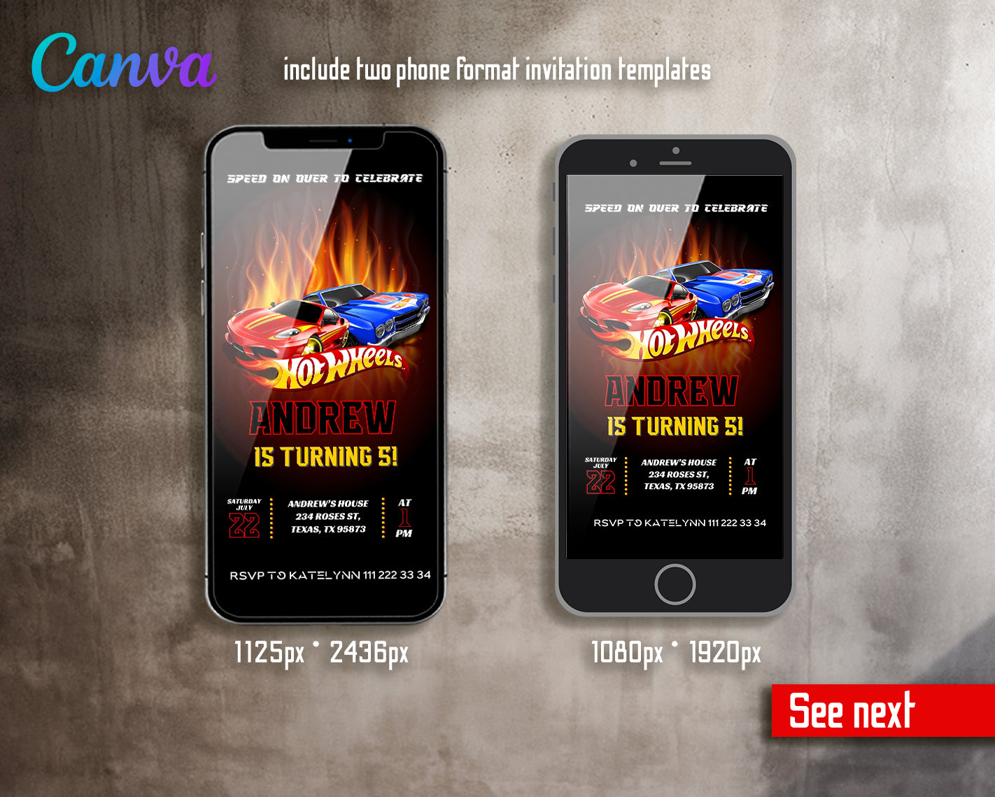 Hot Wheels customizable invite template boy | instant download | Share or Print | WI062