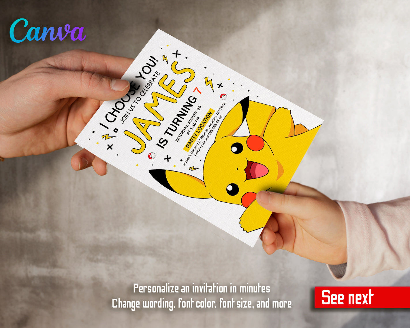 Pokemon customizable invite template | instant download | Share or Print | WQ894