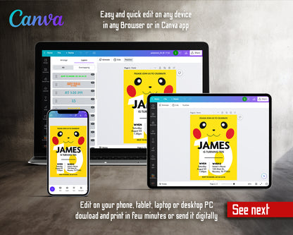 Pokemon customizable invite template | instant download | Share or Print | CQ869