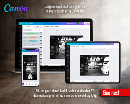 Star Wars customizable invite template | instant download | Share or Print | PF884