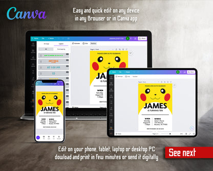 Pokemon customizable invite template | instant download | Share or Print | PY626