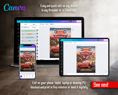 Cars Lighting McQueen customizable invite template | instant download | Share or Print | DZ439